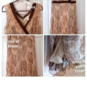 Maurices Brown Paisley Print Lined Dress with Crinoline sz 2XL EUC